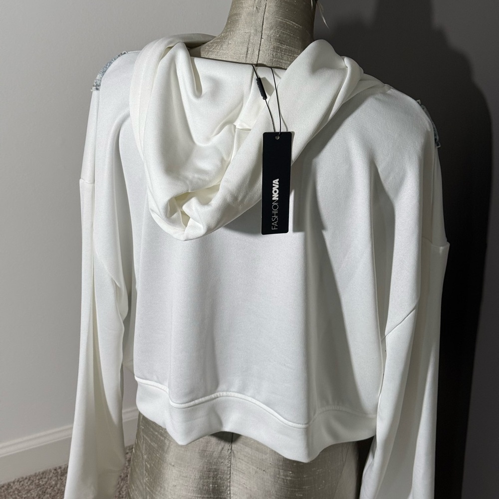 Fashionova Curve denim cropped hoodie size 2Xl - Picture 4 of 6